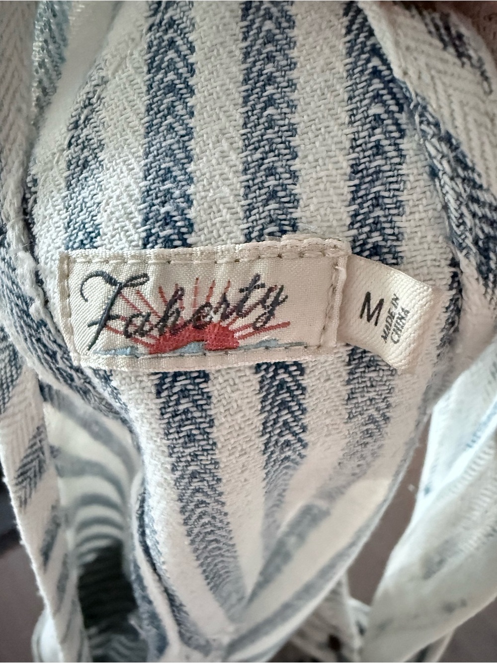 Faherty Light Blue & White Striped Denim Overalls - Picture 2 of 8